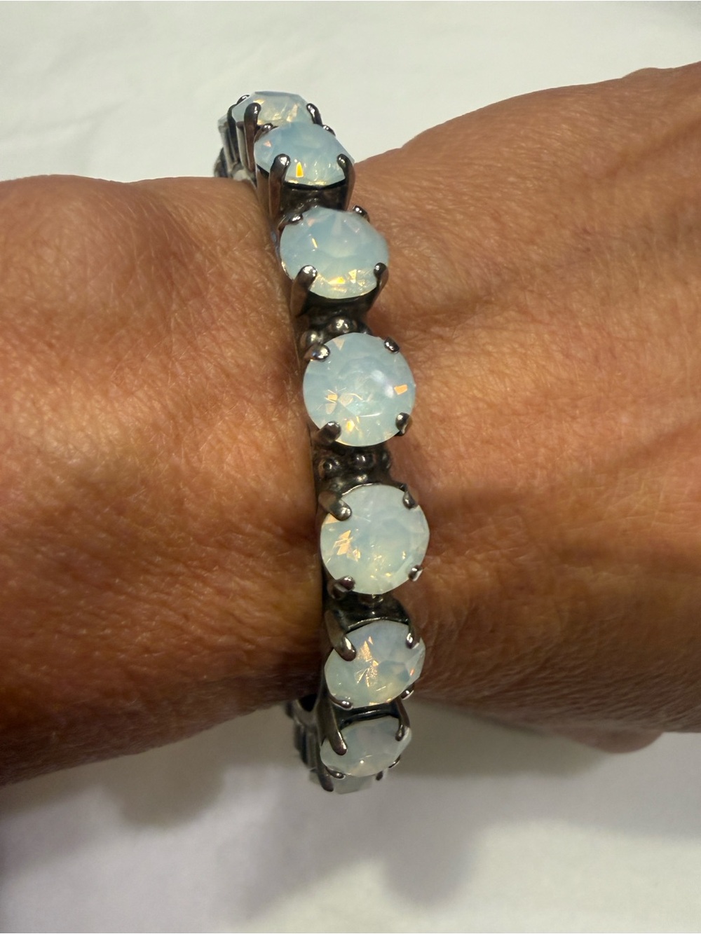 Sorrelli Riveting Romance Antique Silver Tone White Opal Cuff Bracelet